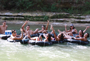 Longhorn Group Tubing Down the Guadalupe River with Tube Haus, Horseshoe Loop.